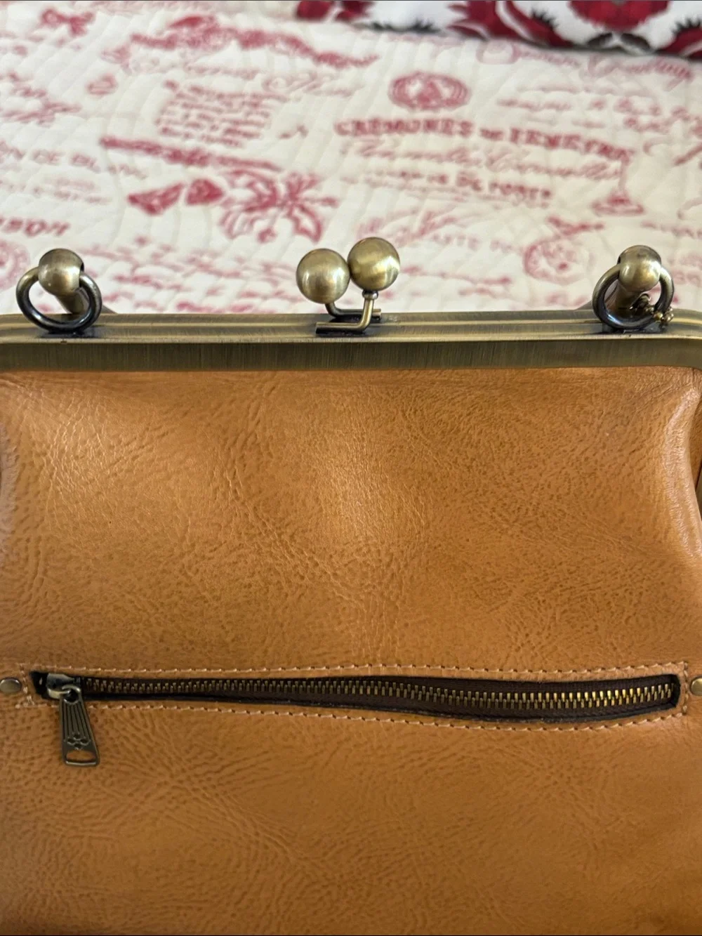 Patricia Nash Novelle Rose Embossed Leather Frame-Top Satchel - Tan